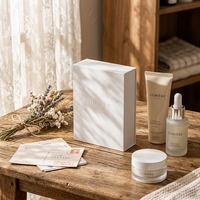 Boîte cadeau magnétique blanche haut de gamme pour soins de la peau avec couvercle et base en carton gris finition mate pour emballage cosmétique personnalisé