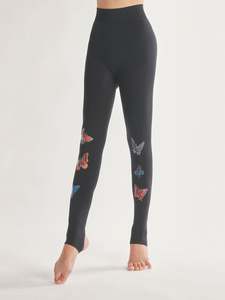 Motif papillon peint à la main avec <span class=keywords><strong>bas</strong></span> <span class=keywords><strong>de</strong></span> pieds en velours chaud en <span class=keywords><strong>nylon</strong></span> coton vidéos gratuites collants noirs - Product Image 4