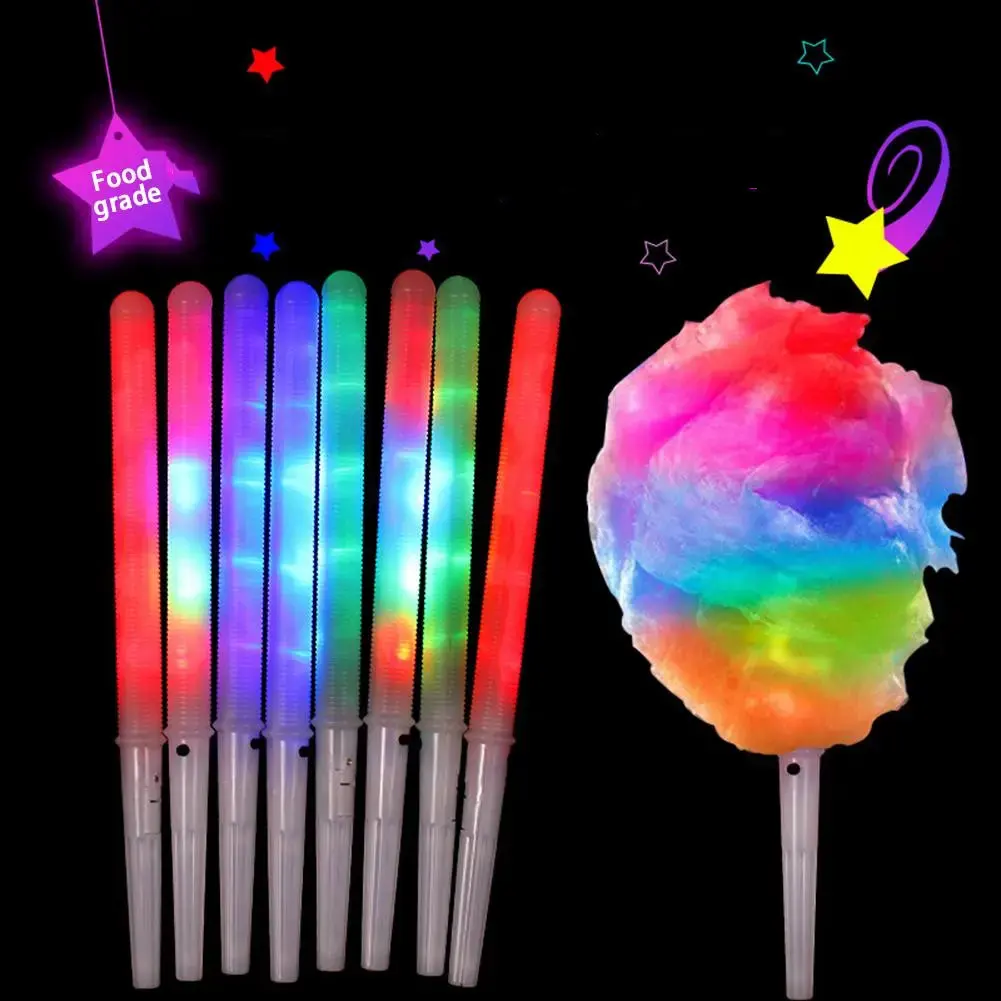 LED Glowing Sticks Marshmallow Luminous Food Grade Light Up Sticks Bulk Party Supplies Cotton Candy Glow Sticks for Decoration
