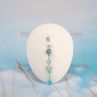 Piercing de nombril en acier inoxydable et cuivre avec pendentif papillon en zircon, breloque colorée, bijoux de piercing corporel pour femme