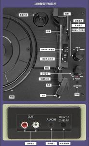 Tocadiscos de Vinilo Portátil de Plástico de Alta Calidad, Tocadiscos Retro Vintage con 3 Velocidades y Altavoces, Tocadiscos Negro - Product Image 4