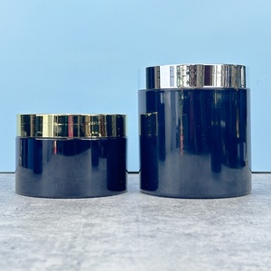 Hot Sale 300ml 500ml 600ml 1100ml Luxury <b>Empty</b> Large Cosmetic Containers Plastic <b>Jars</b> Plastic <b>Jar</b> Set Black White Gold Lid - Product Image 4