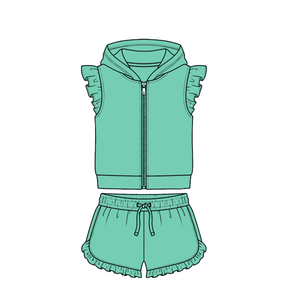 Conjunto de Ropa de Verano Ecológica de Diseño Personalizado para Niñas Pequeñas, Sudadera con Cremallera Rosa y Pantalones Cortos - Product Image 6