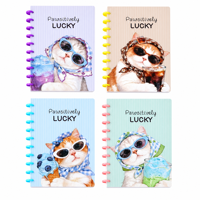 Carnet à spirales B5 motif chat d'été mignon et champignon, thème boisson glacée, 80 feuilles, 100 g/m², ligné, pour enfants, cadeau scolaire, papeterie en gros