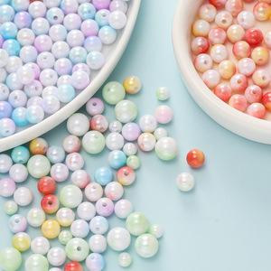 Acrylic Gradient Plated <b>Beads</b> 6-8-10mm Round Perforated For Bracelet Making DIY Jewelry Accessories - Product Image 1