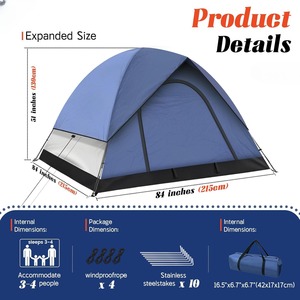 Tenda da Campeggio <span class=keywords><strong>a</strong></span> Cupola Impermeabile OEM per 3 Stagioni, Riparo Autoportante per Esterni con Montaggio Facile per Escursionismo, Backpacking e Viaggi - Product Image 2