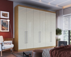 Armoire moderne PRIME à 6 portes et 6 tiroirs, pour la maison, l'hôtel, l'appartement, la chambre à coucher, la villa, en aggloméré naturel/cristal, facile à assembler - Product Image 6