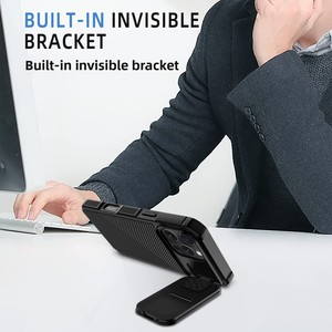 Suitable for Apple 16 series phone cases: 3D diagonal stripe design, invisible <b>stand</b>, <b>CD</b>-shaped window, magnetic closure, and ai - Product Image 3