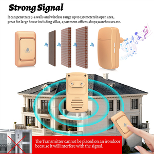 Sonnette dorée, sonnette sans fil pour villa, télécommande intelligente, alimentation électrique, dispositif de rappel pour personnes âgées - Product Image 2