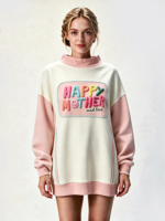 Nouvelle arrivée : Sweat-shirt pour femmes à col montant, longueur allongée, logo brodé personnalisé, sweat-shirt pour femmes
