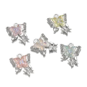 Colgante de mariposa con circonita cúbica, accesorios de joyería DIY de aleación para la fabricación de pulseras y collares, venta al por mayor - Product Image 5