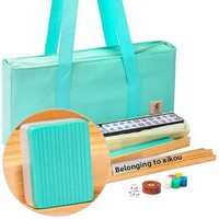 Ensemble de Mahjong Américain en Mélamine Bleue avec Étui de Transport, Sac de Voyage Portable Grande Capacité, Tapis de Rangement Intégré et Accessoires