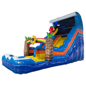 Structure gonflable commerciale pour jardin, <span class=keywords><strong>avec</strong></span> toboggan aquatique tropical en marbre, château sauteur et <span class=keywords><strong>piscine</strong></span> intégrée - Product Image 1