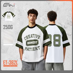 Camiseta deportiva de manga raglán con contraste de colores Boxy Fit 100% algodón camiseta personalizada para hombres ropa al por mayor con estampado - Product Image 1