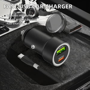 Chargeur de voiture rapide PD3.0, double port USB Type-C USB-A, adaptateur auto pour téléphones iPhone Samsung Android - Product Image 2