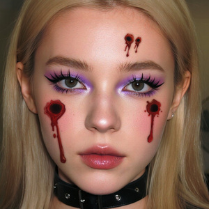 Halloween tatouages temporaires visage autocollant Halloween effrayant réaliste Gory plaie sang cicatrice <span class=keywords><strong>tatouage</strong></span> étanche pour bras <span class=keywords><strong>cou</strong></span> jambe - Product Image 3