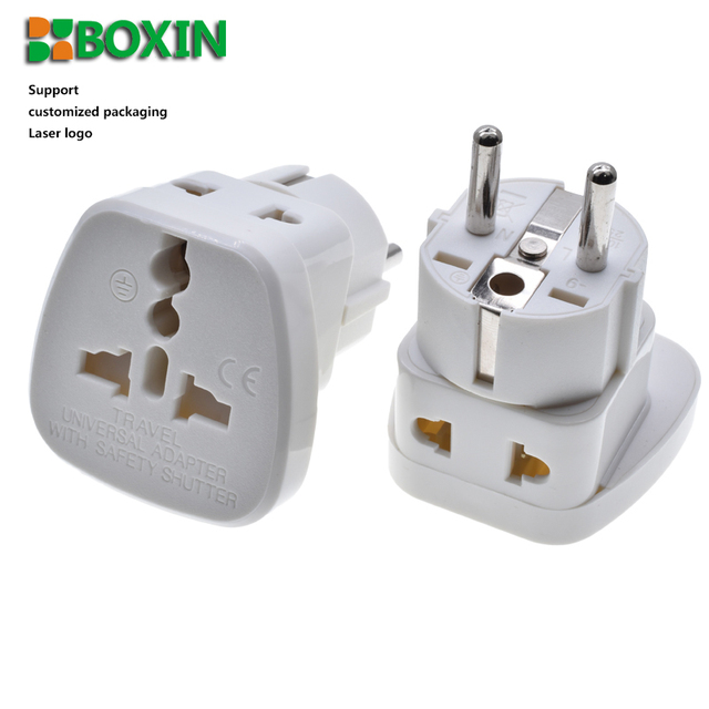 Universal EU Plug Adapter Multifunction Electrical Plug EU/US/UK/AU Type-F/E 2 Outlets ABS+Copper 16A Standard Grounding 250V