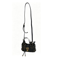 Sac à bandoulière mini haut de gamme en PU pour femme, style urbain, design tendance à rivets, fermeture éclair, sac rétro européen-américain