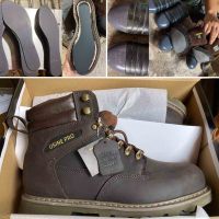 Chaussures de sécurité de travail pour cow-boy, prix d'usine, pour l'industrie et la construction, avec embout et semelle intermédiaire en acier, en cuir Crazy Horse, bottes Goodyear Welt