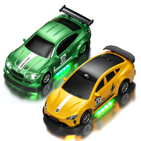 Voiture de course télécommandée en métal 4x4 mini RC 1:64 avec simulation, 2,4 GHz, haute vitesse, pour bureau, avec lumières LED, pour enfants