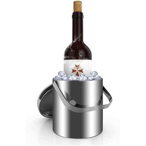 Factory Direct 304 Stainless Steel Champagne Ice Bucket Outdoor Party Large 3L Metal Beer Whisky <b>Wine</b> Ice Bucket with Lid - Product Image 2