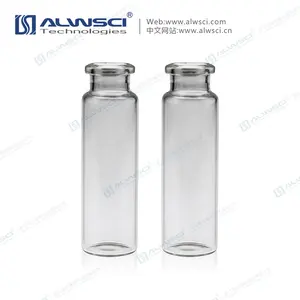 ALWSCI Botol Keriting Kaca, Laboratorium Menggunakan Kromatografi Gas 20Ml Jelas Headspace dengan Dasar Datar