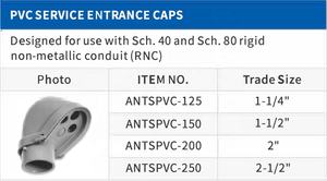 Capsules d'entrée de service en PVC de 2 pouces, raccords de conduit rigide non métalliques, classe 40, 1 1/4 pouces, 2-1/2 pouces, capsule d'entrée de service - Product Image 5
