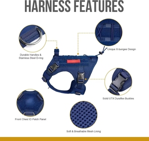 Arnés de perro táctico sin tirones de alta calidad personalizable hecho en fábrica, liberación rápida con hebillas Soild UTX <span class=keywords><strong>Duraflex</strong></span> personalizadas - Product Image 2