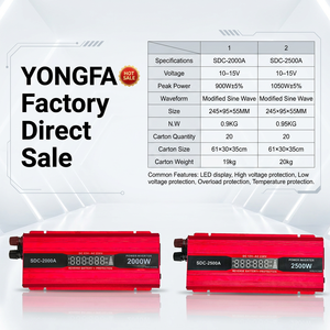 Onduleur monophasé YONGFA 12V 220V 1000W 2000W à onde sinusoïdale modifiée avec écran LED <span class=keywords><strong>et</strong></span> protection externe pour voiture - Product Image 2