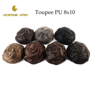 Commercio all'ingrosso 8x10 parrucchino da <span class=keywords><strong>uomo</strong></span> stile riccio di pizzo frontale sostituzione dei <span class=keywords><strong>capelli</strong></span> con <span class=keywords><strong>capelli</strong></span> Remy grado di pelle sottile PU Base miglior prezzo - Product Image 5