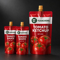 Pochette souple à bec verseur en PET de qualité alimentaire, imprimée par gravure, pour emballage liquide personnalisé de jus, sauce tomate, huile d'olive