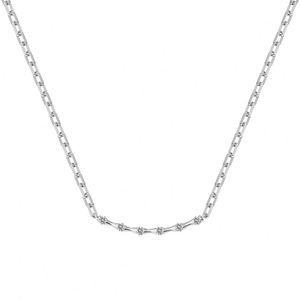 Dylam Simplicity Design, Joyería Fina para Mujer, Cadena de Plata de Ley 925, Barra de Circonia 5A, Collar con Colgante en Forma de Sonrisa para Mujer - Product Image 1