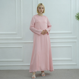 Women Satin <b>Abaya</b> Dress Long Sleeve Maxi Dress Solid Modest <b>Prayer</b> Dress for Daily Wedding Eid - Product Image 2