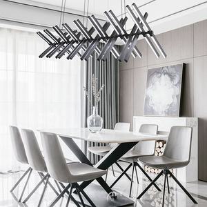 Modern Office Fish Bone lampada <span class=keywords><strong>a</strong></span> <span class=keywords><strong>sospensione</strong></span> lineare ristorante creativo 32 teste Swirl lampada per pianoforte <span class=keywords><strong>sospensione</strong></span> LED <span class=keywords><strong>lampadario</strong></span> <span class=keywords><strong>nero</strong></span> - Product Image 4