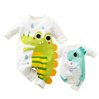 Vêtements pour enfants en marque privée, vêtements pour bébés nouveau-nés, barboteuse pour bébé, manches longues printemps-automne, 100% coton, combinaison à imprimé vache laitière mignonne