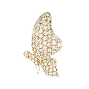 เข็มกลัดรูปผีเสื้อแบบอสมมาตรสีเหลืองทอง 18K ประดับเพชรเต็มตัว ดีไซน์หรูหราไร้ที่ติ - Product Image 1