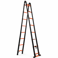 Échelle télescopique portable en acier au carbone avec marches réglables robustes, rangement facile pour usage domestique et extérieur, OEM et couleur personnalisée
