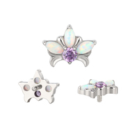 Date G23 Titane CNC Ensemble 3 Cerf-Volant CZ et Rond CZ Piercing Bijoux 16G Fileté À L'intérieur Anneau À Lèvres Labret Helix Boucle D'oreille