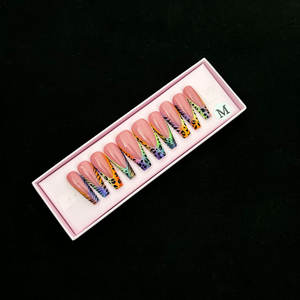 Vente chaude de beaux ongles en acrylique faits à la main, adaptés aux filles. 10 pièces peintes à la main <span class=keywords><strong>film</strong></span> presse ongles - Product Image 6
