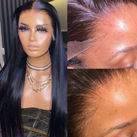 Perruques de cheveux humains indiens bruts, densité 180%, lisses, sans colle, avec dentelle transparente HD 13*6, perruques frontales en dentelle HD, cheveux Remy ultra-lisses