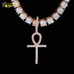 랩 다이아몬드 쥬얼리 크로스 매력 10K 솔리드 골드 고급 보석 랩 그로운 다이아몬드 크로스 펜던트 - Product Image 4