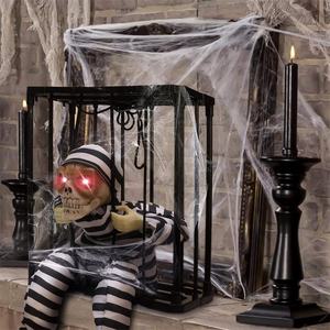 <span class=keywords><strong>Halloween</strong></span> suspendu fantôme Cage jouet électrique tête pour intimider son lumineux prisonnier sorcière borgne suspendus décoration poupées - Product Image 2