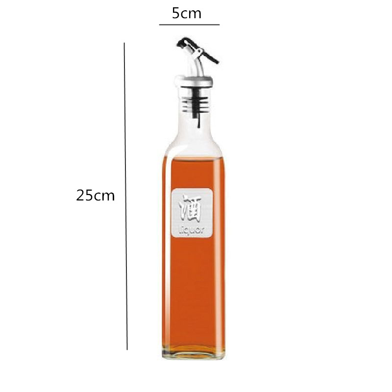 Square tall 16 oz oil vinegar cruet glass olive oil bottles with pour spout