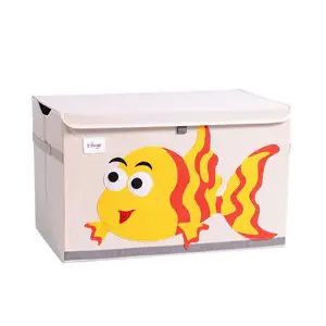 Foldable Cloth Children's Toy Storage Basket Large Cartoon Kids Storage Box Toy Chest with Flip-Top Lid