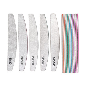 Lima de uñas de doble cara en forma de media luna, grano 80-240, duradera, con tira de lija afilada, bloque pulidor de EVA que no se despega, para uso en salones de manicura. - Product Image 3