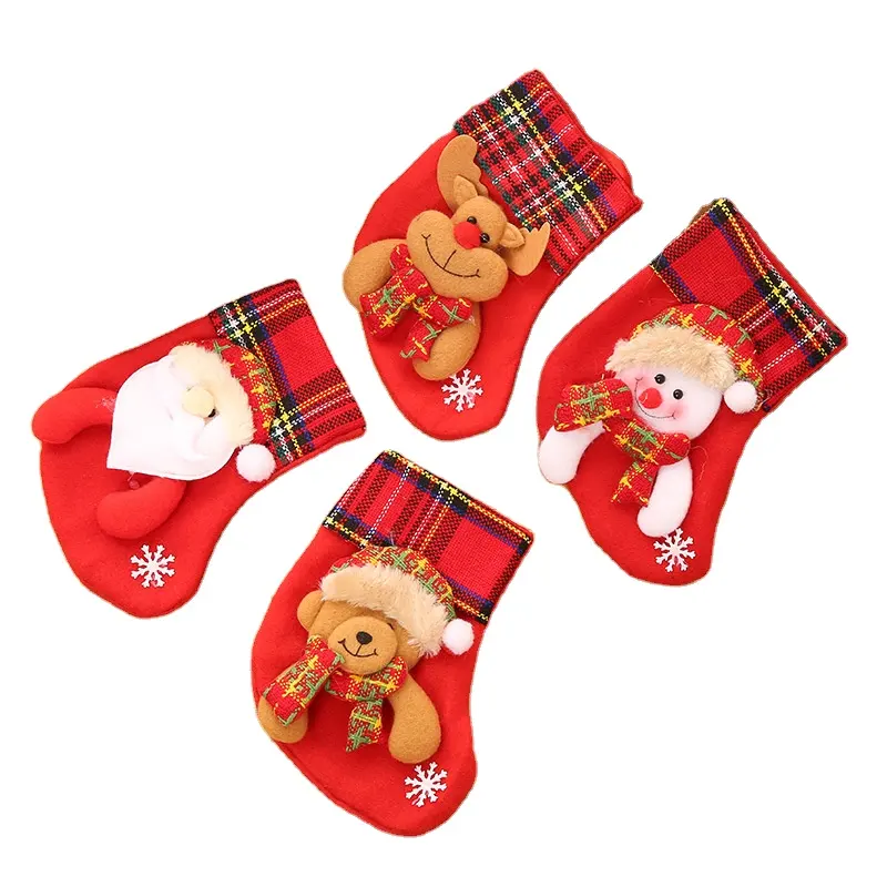 OEM Christmas Fabric Hanging Decorations Small Stocking Christmas Decoration in Opp Bag Customizable