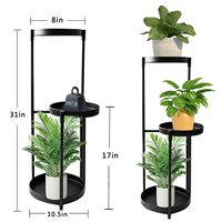 Support de fleurs en fer à 3 niveaux avec revêtement en poudre pour support de pot de plantes de jardin