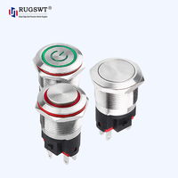 Interrupteur à bouton-poussoir étanche à 5 broches 22 mm, interrupteur éclairé par LED à courant élevé pour panneau de commande de machines de construction