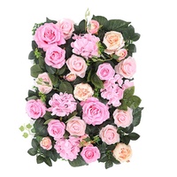 Extérieur mobile mur de fleurs artificielles décoration de mariage toile de fond en soie rose et hortensia panneaux tuiles pour la maison de mariage