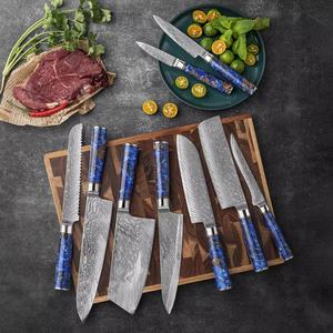 Cuchillo de chef de acero de Damasco de 67 capas con mango de resina de piñón de pino, cuchillo de cocina metálico para el hogar, venta al por mayor - Product Image 2